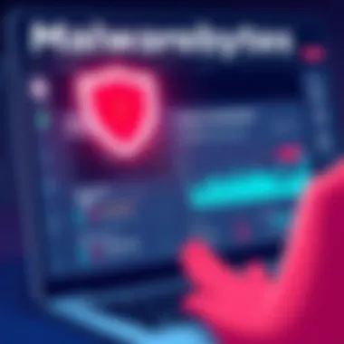 Illustration of Malwarebytes dashboard highlighting threat detection capabilities