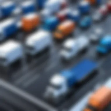 Real-Time Logistics Optimization Illustration of automated TMS dashboard displaying real-time logistics data.