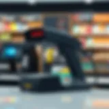 Efficiency in Retail: Barcode Scanning Solutions A sleek barcode scanner on a retail counter