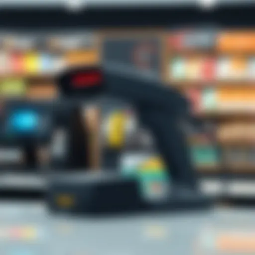 Efficiency in Retail: Barcode Scanning Solutions A sleek barcode scanner on a retail counter