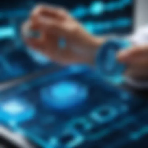 Illustration depicting the integration of blockchain technology in healthcare.