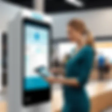 Business professional analyzing kiosk app benefits