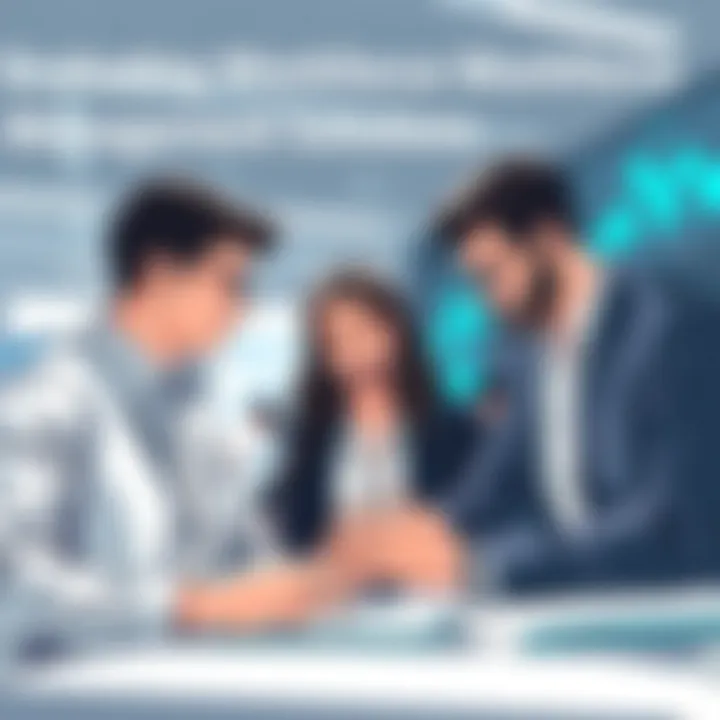 Business professionals evaluating workforce management solutions