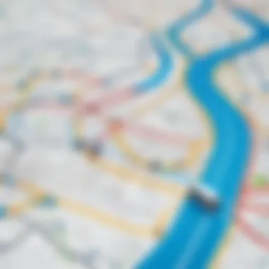 Mapping Efficient Delivery Routes A map illustrating delivery routes with efficiency metrics