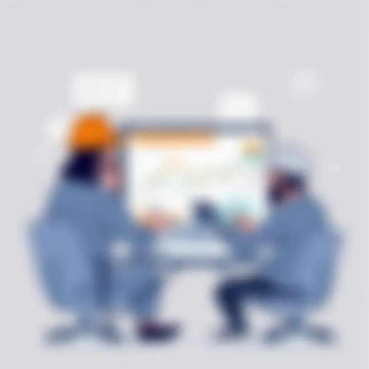 A construction team collaborating on a project estimate using software