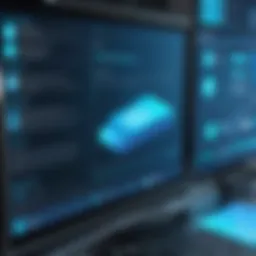 A digital interface showcasing enterprise legal software features