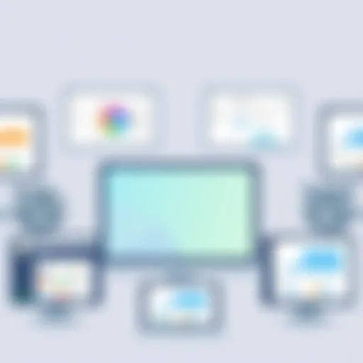 Diverse digital asset management tools display on screens