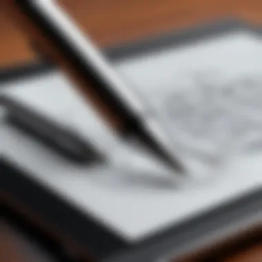 A close-up of a stylus on a digital sketchpad