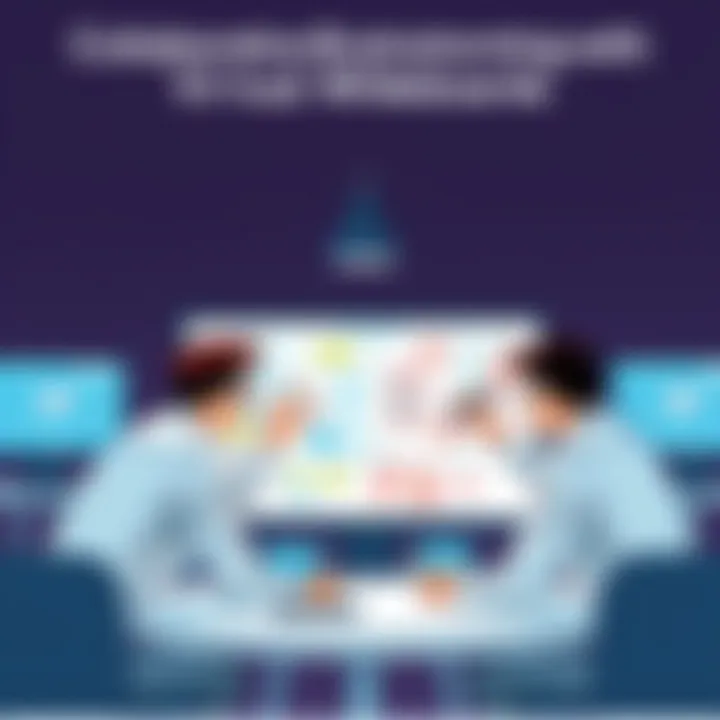 A team brainstorming session using a virtual whiteboard on multiple devices.