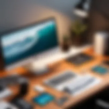 Creative Workspace with Digital Tools A creative workspace featuring digital sketching tools