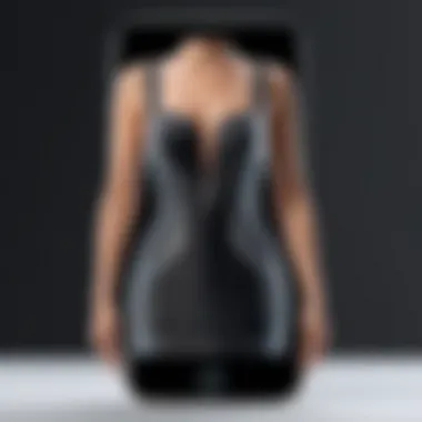 Innovative Dress Design Interface A sleek interface of a clothing design app showcasing a virtual dress