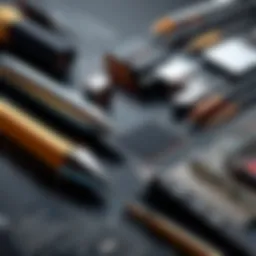 Vector illustration showcasing artistic tools and features of software