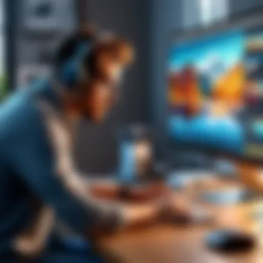Creative professional utilizing vector illustration software on multiple devices
