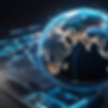 Global communication network illustrating different languages connected