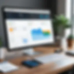 Visual representation of online accounts receivable software dashboard