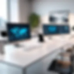 A modern legal office showcasing advanced technology and collaboration.