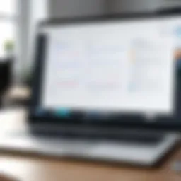 A laptop displaying a dynamic whiteboard application interface