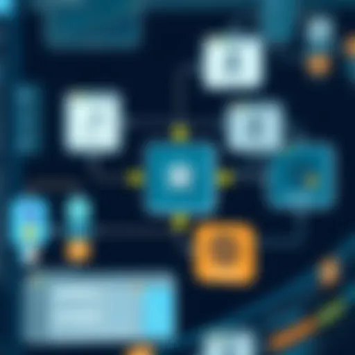 Interactive diagram representation showing various workflow components
