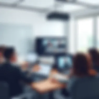 Business professionals using video recording software in a meeting