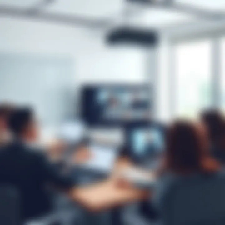 Business professionals using video recording software in a meeting