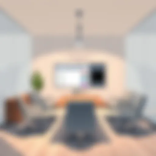 Advanced Booking System in Modern Meeting Room Modern meeting room with advanced booking system