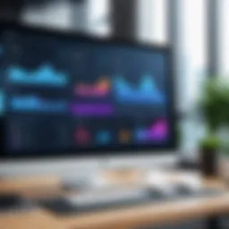 A modern office environment showcasing a digital dashboard for recruitment management.