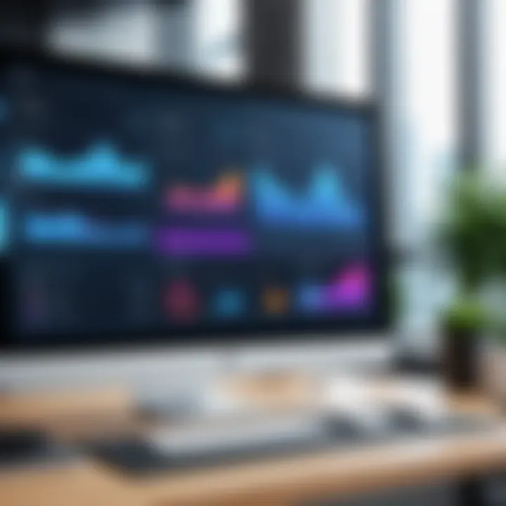 A modern office environment showcasing a digital dashboard for recruitment management.