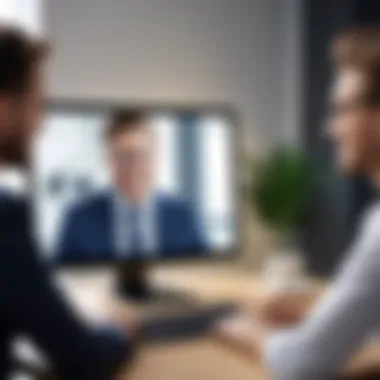 Candidate Engaging in Video Interview A candidate engaging in a video interview, demonstrating the use of technology in hiring.