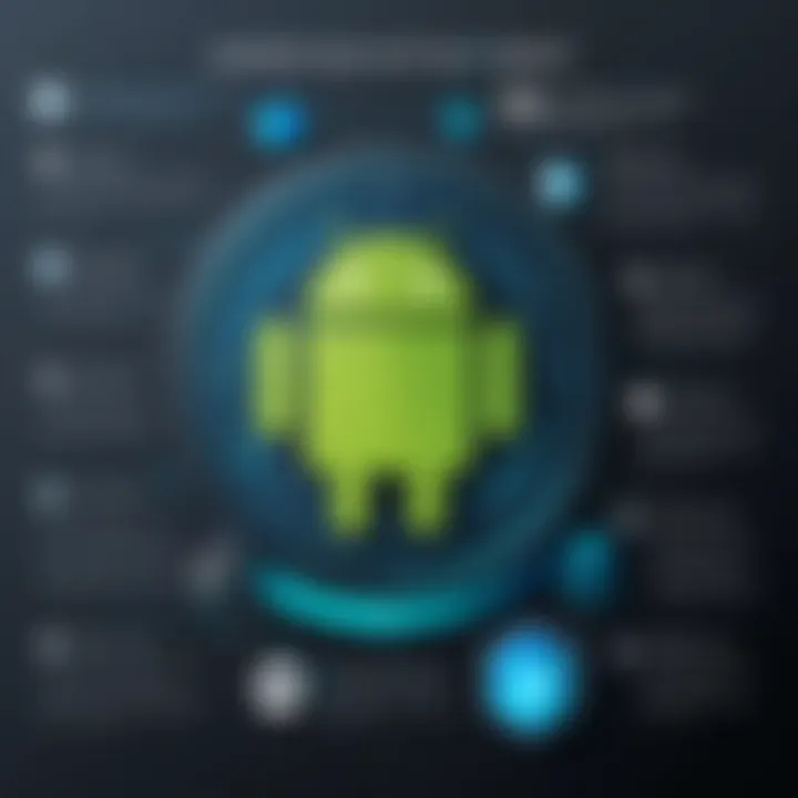 An infographic detailing key features of Android security software