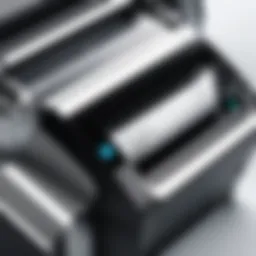 User interface of label printer design software showcasing features