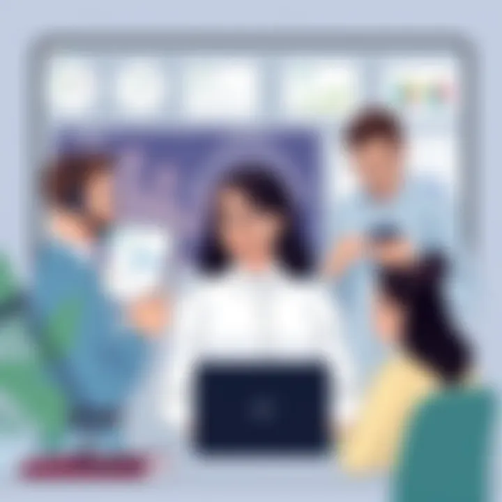 Professionals Using Scheduling Tools Illustration of diverse professionals utilizing scheduling software