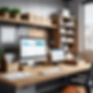 Efficient Workspace for Shipping Operations Organized workspace with shipping supplies