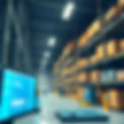 A high-tech warehouse showcasing advanced RF Smart WMS technology in action