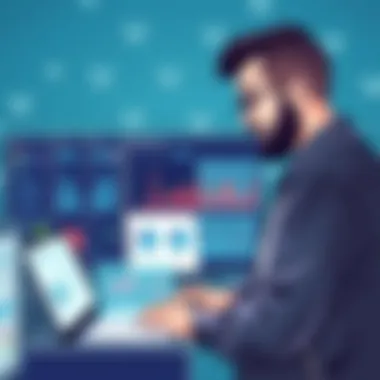 Small business owner analyzing data from a barcode system