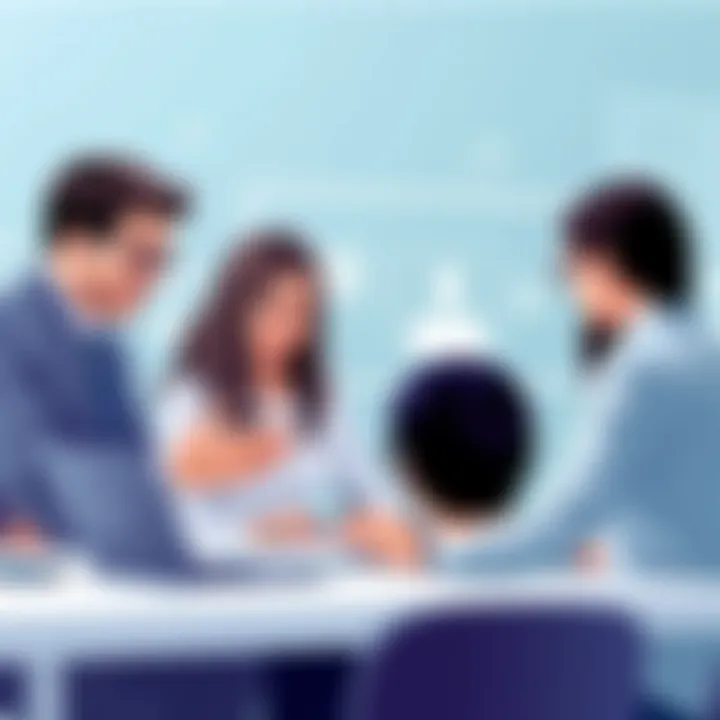 Team Engagement with Collaboration Platform Team members engaging with a digital collaboration platform