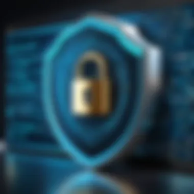 Conceptual image depicting online privacy with a digital lock and shield.