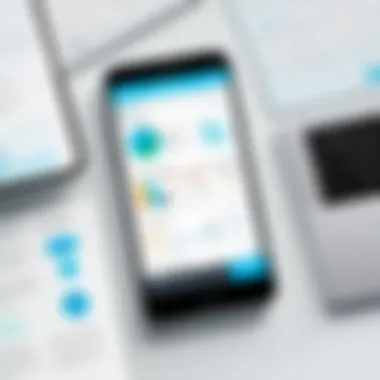 Illustration of Westrive app features with icons representing productivity tools